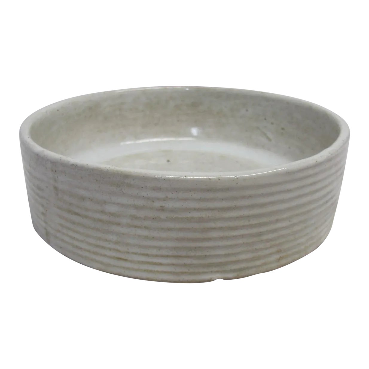 Vintage Zanesville Pottery White Ribbed Bowl Homespun Style | Chairish