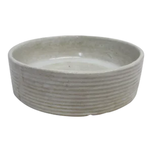 Vintage Zanesville Pottery White Ribbed Bowl Homespun Style 7.25" Diameter