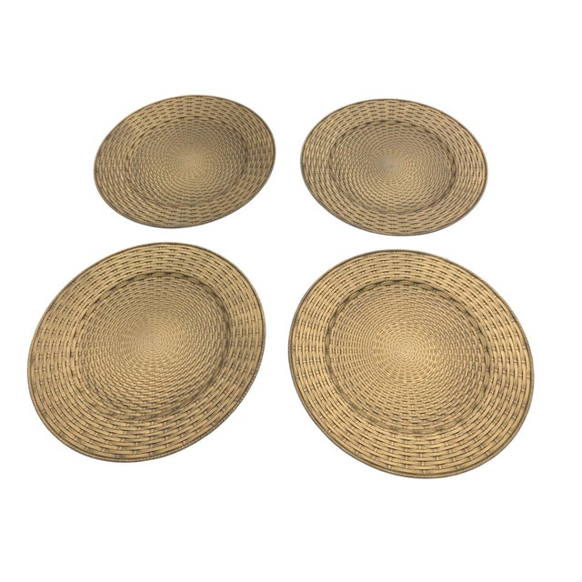 ** Please Read Entire Description ** Faux Basket woven wicker Charger Plates-Set of 4 Perfect for any seasonal table...