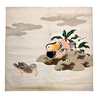 Early 20th Century Japanese Meiji Period Embroidered Silk Fukusa For Sale