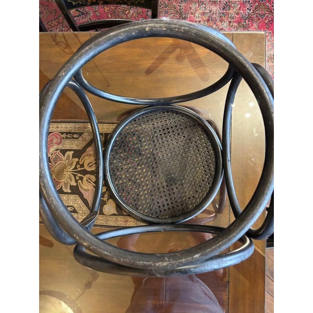 Thonet Vintage Thonet Style Bentwood, Cane Top Stool or Ottoman For Sale - Image 4 of 6