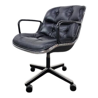 1970s Vintage Leather Executive Chair by Knoll Charles Pollock For Sale