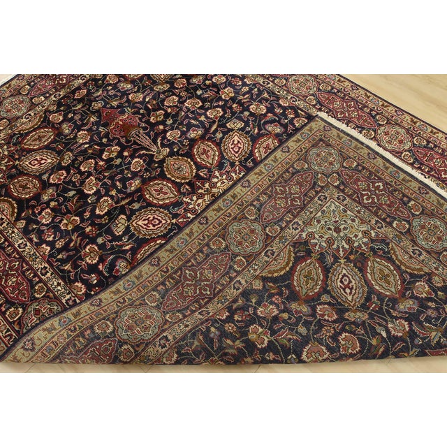 Tabriz Rug 6’6” X 9’7” Blue Wool Vintage Traditional Hand-Knotted Carpet For Sale - Image 14 of 15