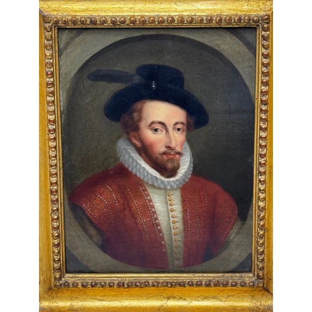 Georgian English School Sir Walter Raleigh Portrait With Historic FY 730 Mark After the Celebrated Lennard Type An...