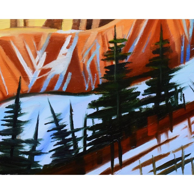Winter Upon the Canyon by Michelle Condrat | Oil Painting of a snowy canyon landscape For Sale - Image 4 of 5