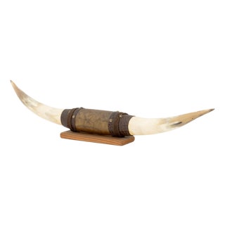 Leather Wrapped Steer Bull Horn For Sale