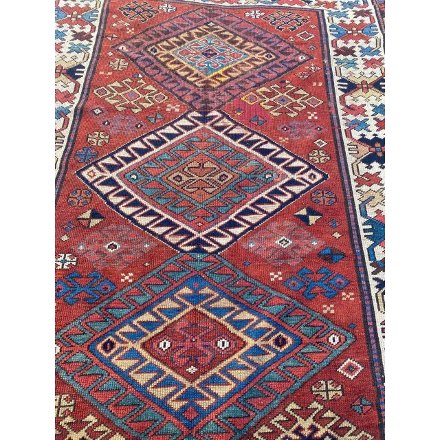Antique Caucasian Kazak Runner For Sale - Image 11 of 18