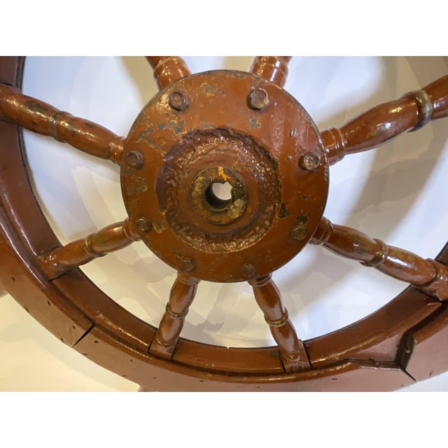 Early 20th Century Eight Spoke Ships Wheel with Iron Hub For Sale - Image 5 of 9