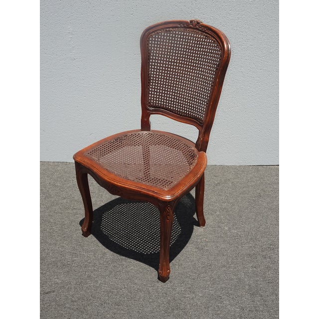 Vintage French Country Brown Cane Side Chair For Sale In Los Angeles - Image 6 of 14