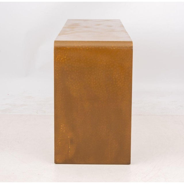 Tan Karl Springer Style Faux Ostrich Console Table For Sale - Image 8 of 8