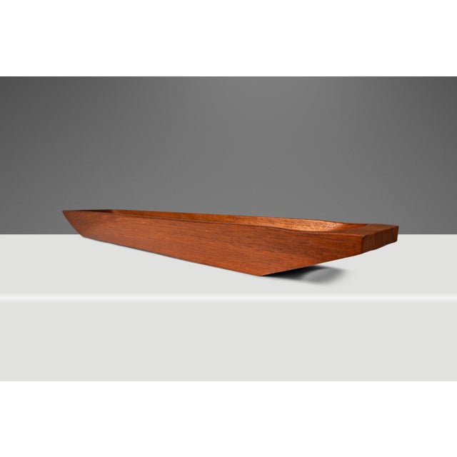 Mid-Century Organic Modern Elongated Serving Tray / Catch-All Hand-Carved From Solid Teak, Circa 1970s For Sale - Image 4 of 12