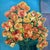1970s Floral Still Life Original Oil Painting in Silvered Aqua Frame For Sale - Image 5 of 7