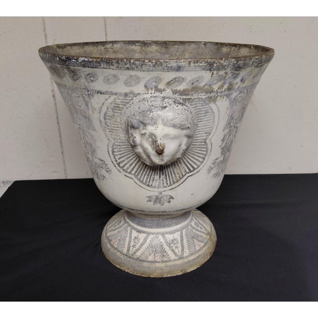 Metal 19th Century Enameled Cast Iron Urn For Sale - Image 7 of 9