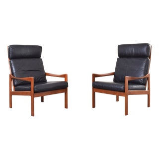 Mid-Century Modern Teak Lounge Chairs by Illum Wikkelsø for Niels Eilersen, 1960s, Set of 2 For Sale