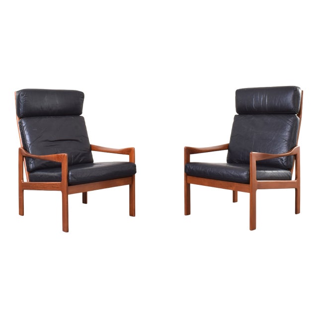 Mid-Century Modern Teak Lounge Chairs by Illum Wikkelsø for Niels Eilersen, 1960s, Set of 2 For Sale