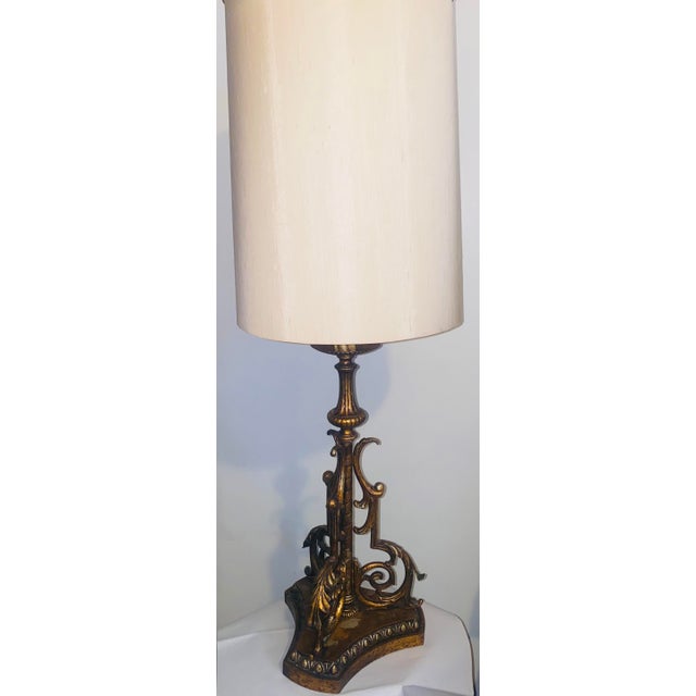 1960s Vintage Mid-Century Spanish Revival Table Lamp With Shade For Sale - Image 5 of 6