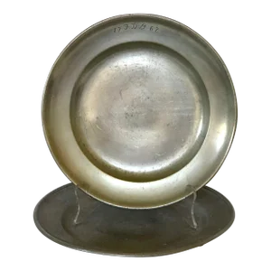 Pair 18th C. European Pewter Plates