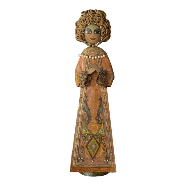 Large Vintage Paper Mache Lady Queen Sculpture For Sale