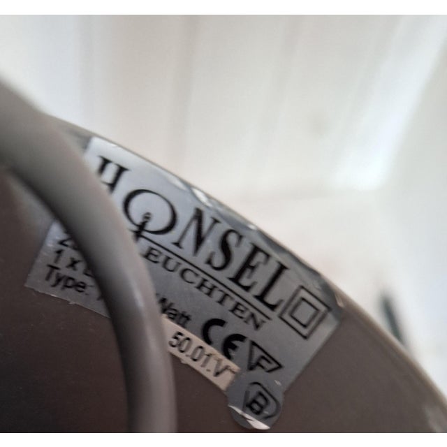 Wood Vintage Pendant Lamp with Marbled White Glass Shade by Honsel, 2000s For Sale - Image 7 of 8