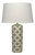 Jamie Young Harlequin Table Lamp in Cream and Green Patterned Ceramic For Sale