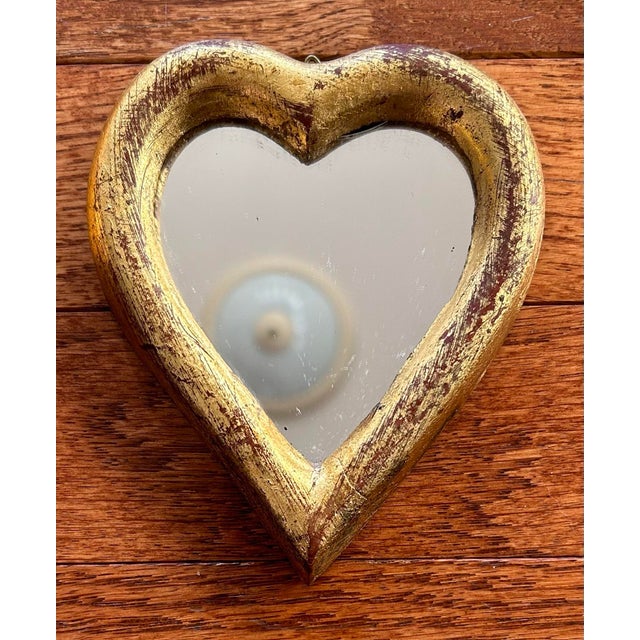 Vintage Set of Three Miniature Gold Framed Mirrors Heart and Square Shaped For Sale - Image 4 of 10