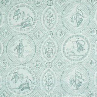 Schumacher X Jill Lasersohn Les Scenes Contemporaines Fabric in Mineral For Sale