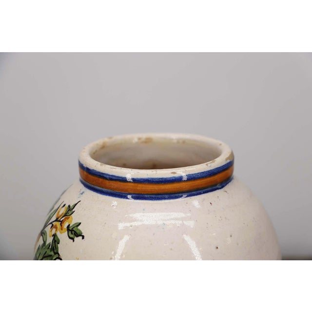 Rustic European 19th Century Portuguese Floral Vase, Earthenware, Faience For Sale - Image 3 of 12