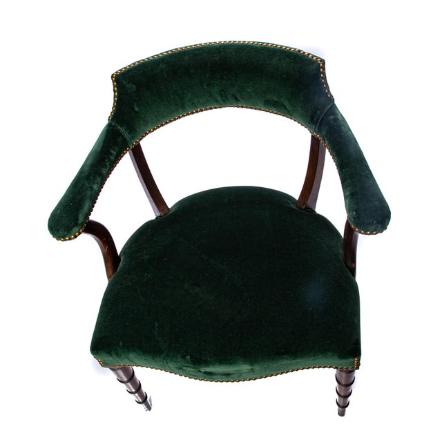 Green Vintage Mid Century Green Velvet Chippendale Chairs - a Pair For Sale - Image 8 of 9