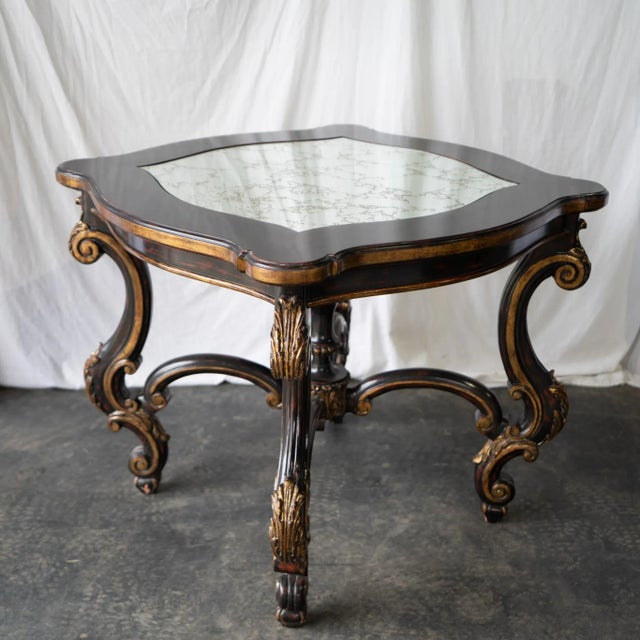 1980s 1980s Set of 3 Custom Accent Side Tables With Antiqued Silver Mirrored Tops For Sale - Image 5 of 9