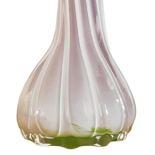 Beautiful vintage tall Murano hand-blown twisted glass vase in white, purple, green, and clear glass from the 1970s. This...