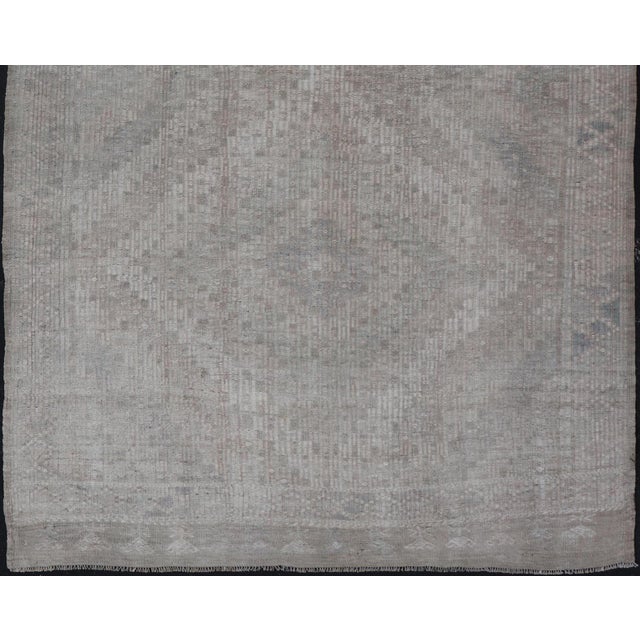 Traditional Vintage Hand Woven Turkish Embroidered Rug With Geometric Diamond Design For Sale - Image 3 of 12