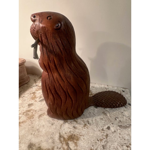 The exact dimensions for the Vintage 1970's Sarreid Spainish Hand-Carved Wooden Beaver With Brass Twig In Mouth Statue...