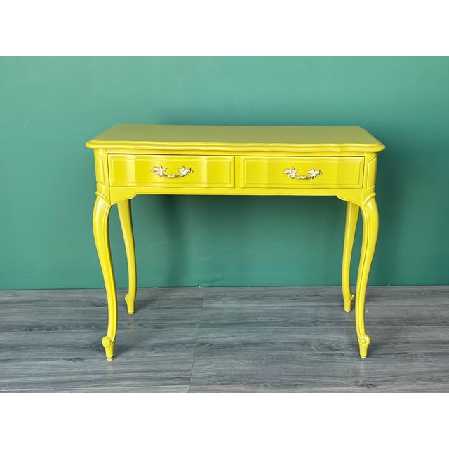Late 20th Century French Provincial Willow Green Writing Desk For Sale - Image 9 of 18