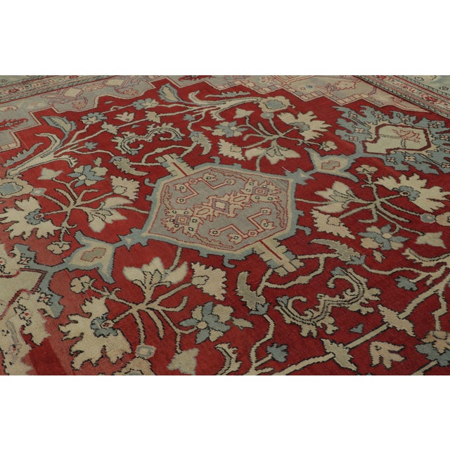 Oversized Antique Turkish Hereke Rug With Red & Beige Medallion - Rug & Kilim For Sale In New York - Image 6 of 9