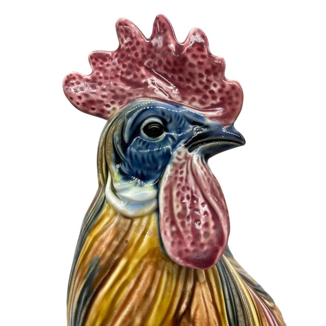 German Majolica Figural Rooster by Riedel Von Riedelstein, Dallwitz, Ca. 1885 For Sale - Image 10 of 13