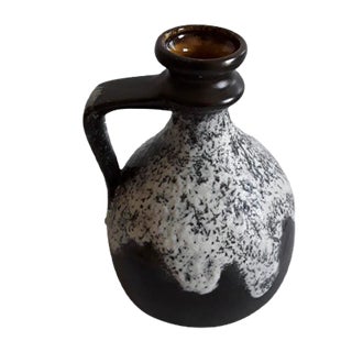 Vintage German Fat Lava Style Brown & Gray Ceramic Vase, 1970s For Sale