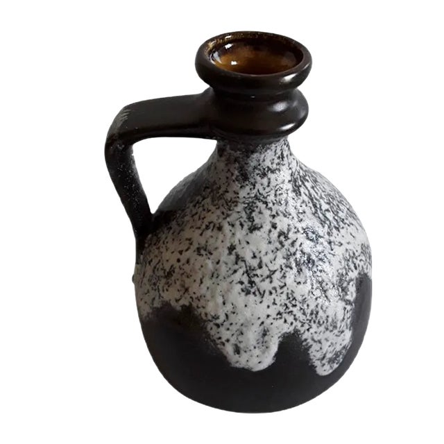 Vintage German Fat Lava Style Brown & Gray Ceramic Vase, 1970s For Sale