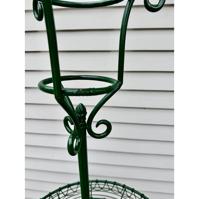 Green Three-Tier Circular Wire and Wrought Iron Plant Stand, Mid 20th Century For Sale - Image 8 of 16