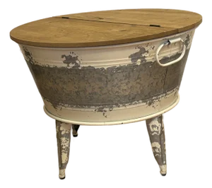 1940's Steel Painted Vintage Washtub on a Pedestal