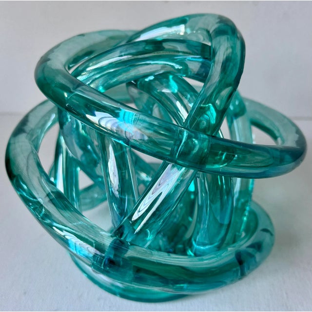 2000 - 2009 Turquoise Hand-Blown Glass Sculpture/Paperweight For Sale - Image 5 of 6