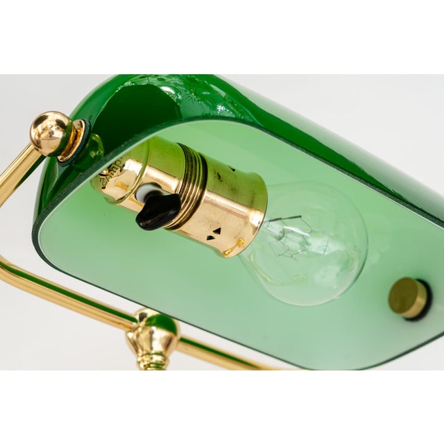 Banker Table Lamp with Glass Shade, Vienna, 1920s For Sale - Image 15 of 17