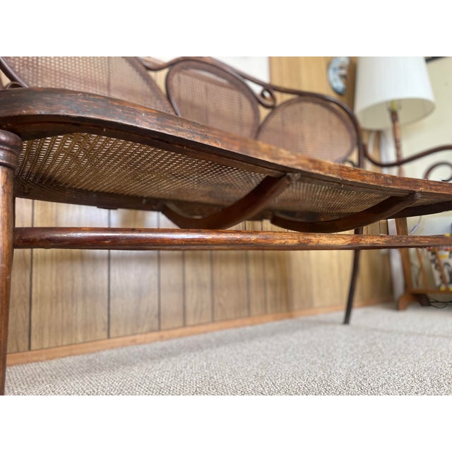 Late 19th Century Art Nouveau Fischel Bentwood Settee Bench, Made in Austria For Sale - Image 9 of 10