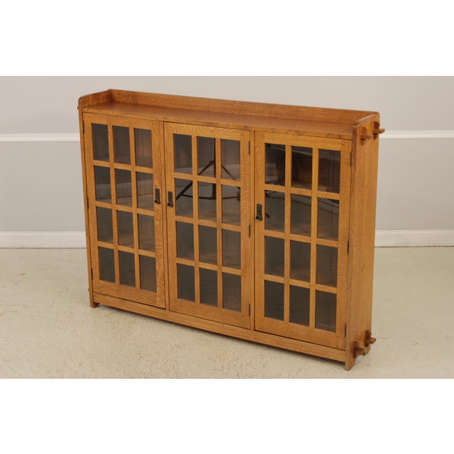 Mission Stickley Mission Oak 3 Door Large Bookcase For Sale - Image 3 of 17