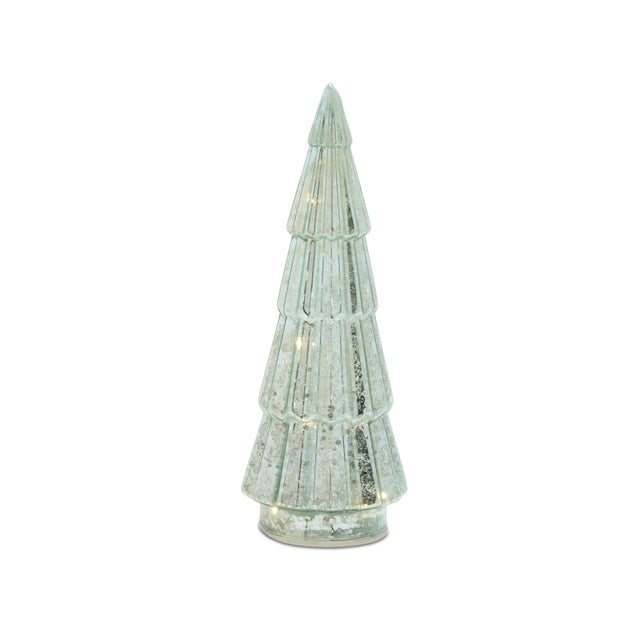 Kenneth Ludwig Chicago LEDGreen Mercury Glass Tree (Set of 3) For Sale - Image 4 of 6