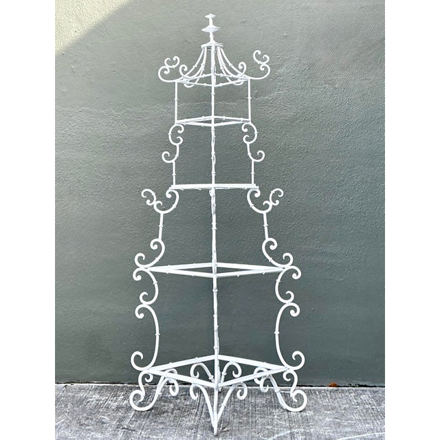 Mid 20th Century Vintage Wrought Iron Pagoda Etagere For Sale - Image 5 of 12