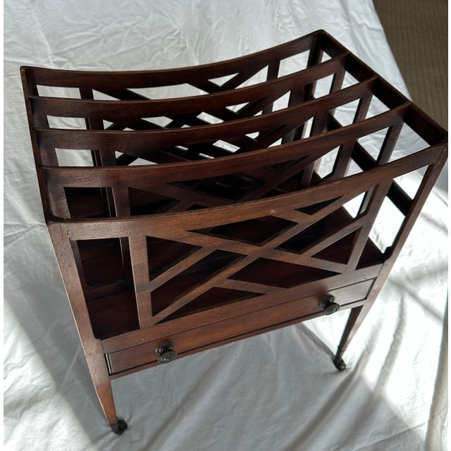 W. & J. Sloane 1920s W. & J. Sloane Master Craftsmen Mahogany Canterbury Magazine Rack For Sale - Image 4 of 11
