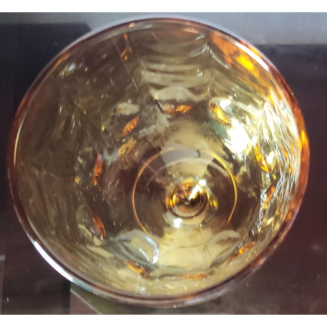 Glass Vintage Mid-Century Modern Bartlett Collins Amber Thumbprint Goblets -Set of 3 For Sale - Image 7 of 7