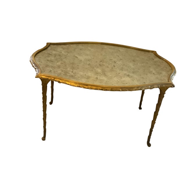 Vintage MCM Maison Bagues French Bronze Gilded Coffee Table Made in France in 1950s-1970s Approx. 16" High x 29" Wide x...