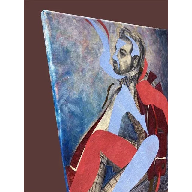 Contemporary Original Abstract Figurative Collage on Canvas, "Shape Shifter by Kathleen Ney For Sale - Image 3 of 5