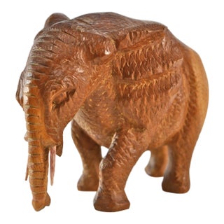 Hand Carved Wood Elephant For Sale